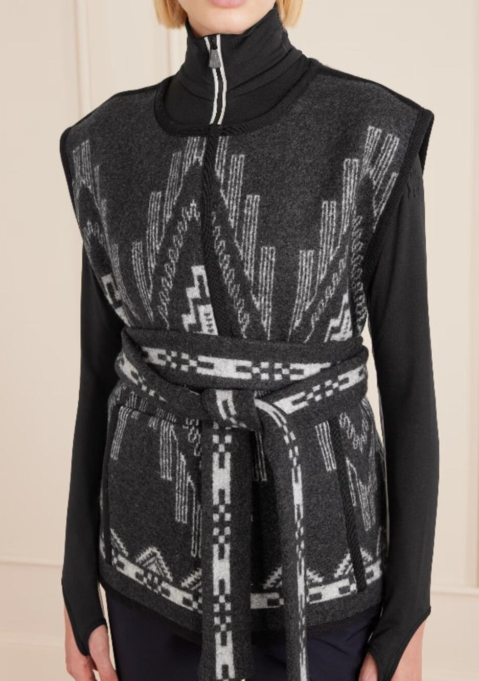 NWT We Norwegians Kautokeino Belted Jacquard-Knit Wool Vest Womens XS / Small